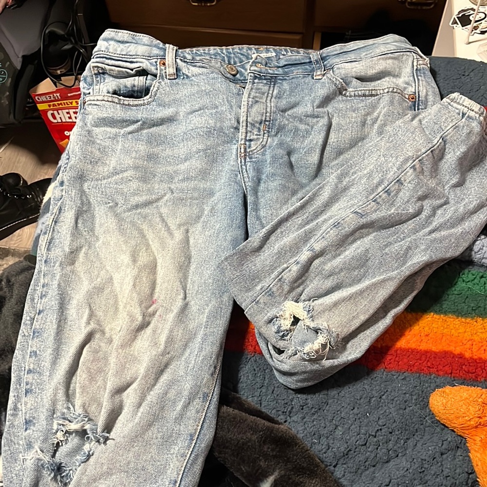 og straight old navy ripped blue wash jeans